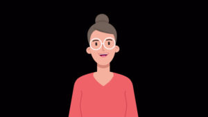 lip syncing Facial Animation for narration. head of female character speaking, Teacher. looped animated footage in flat style. talking mouth and lips expressions, articulation with ALPHA Channel